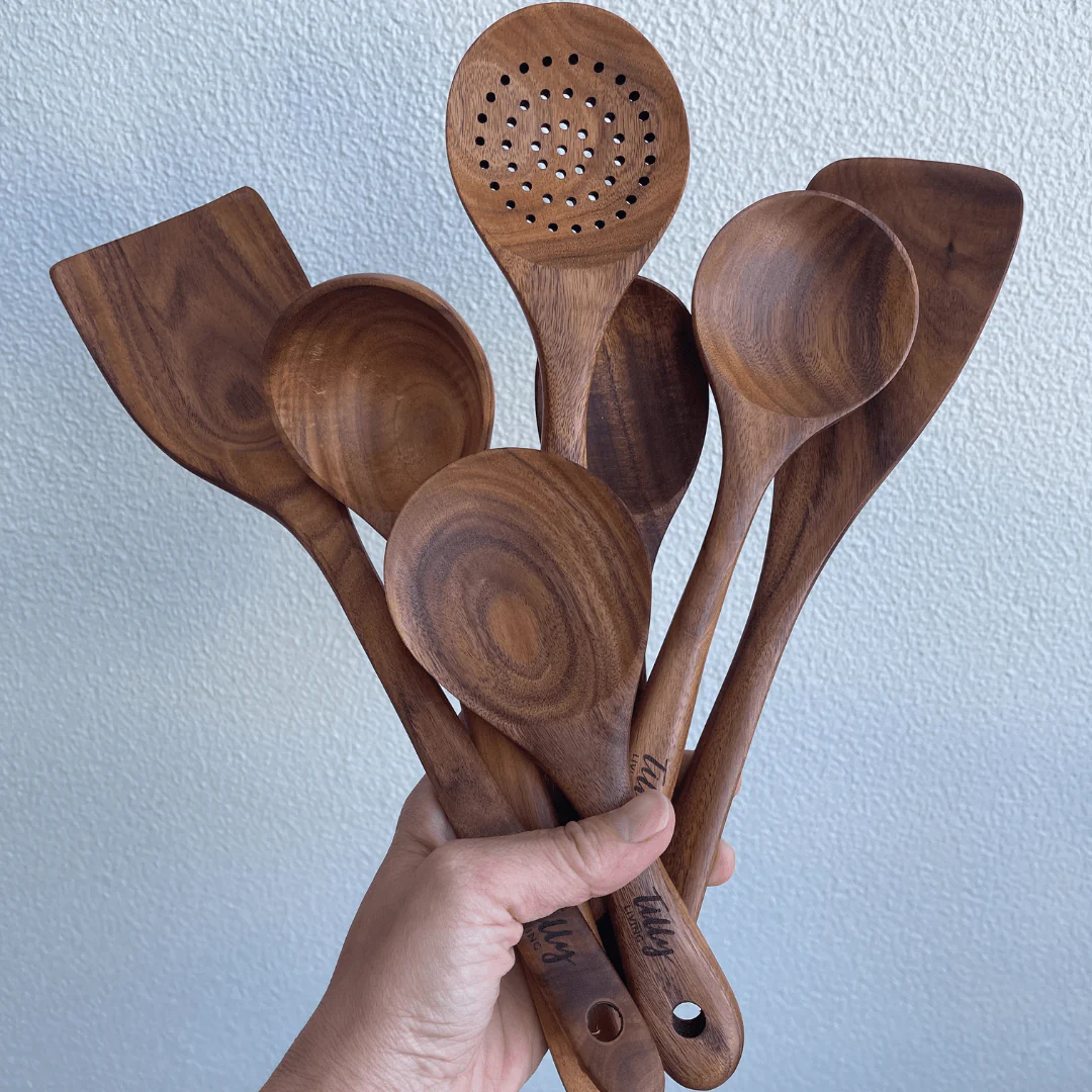 7 Piece Teak Utensil Set + Caddy Bundle - Image 4