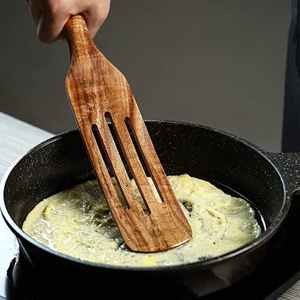 Teak Spurtle Spatula Set - The Perfect Partner for Cast Iron Cookware - Image 6