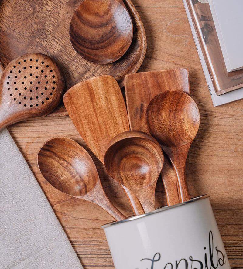 Teak Wooden Utensil Set - Image 2